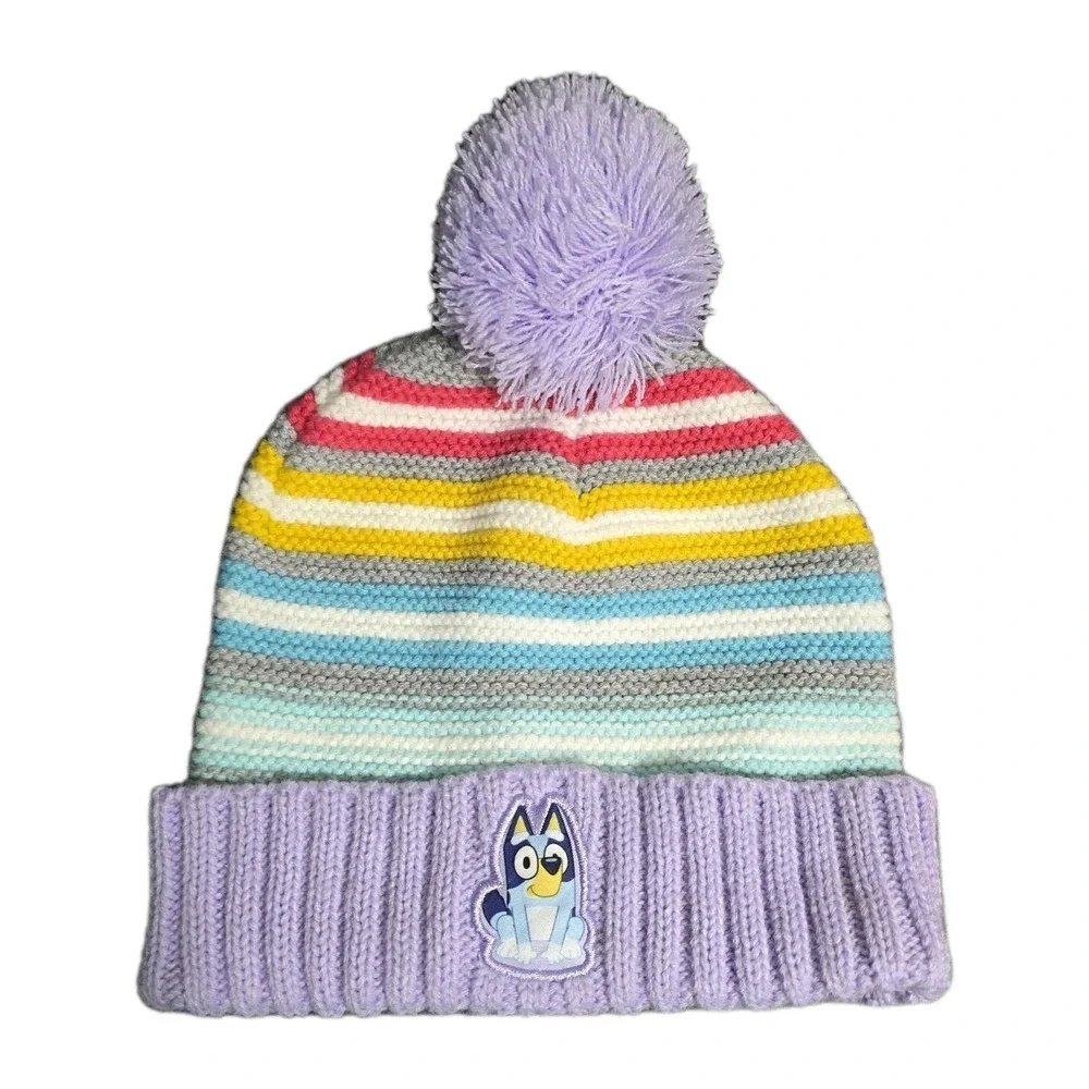 BLUEY Toddler (2T-5T) Knit Hat Multicolor Striped Beanie‎ Cap